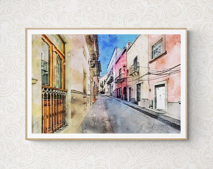 Guanajuato Watercolor Print Mexico Art Premium Quality Travel Poster Artful Wall Decor Unframed Wall Art