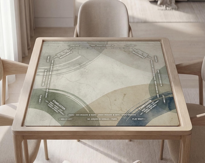 Personalized Mahjong Mat: Minimalist Neutral Design, Non-Slip, Bag Included