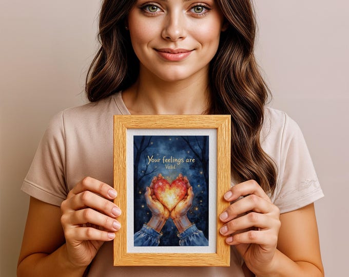 Affirmation Wall Art: Heart in Hands, Soothing Mental Health Print