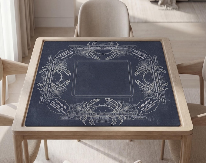 Personalized Cancer Zodiac Mahjong Mat with Instructions (Rules): Crab Design