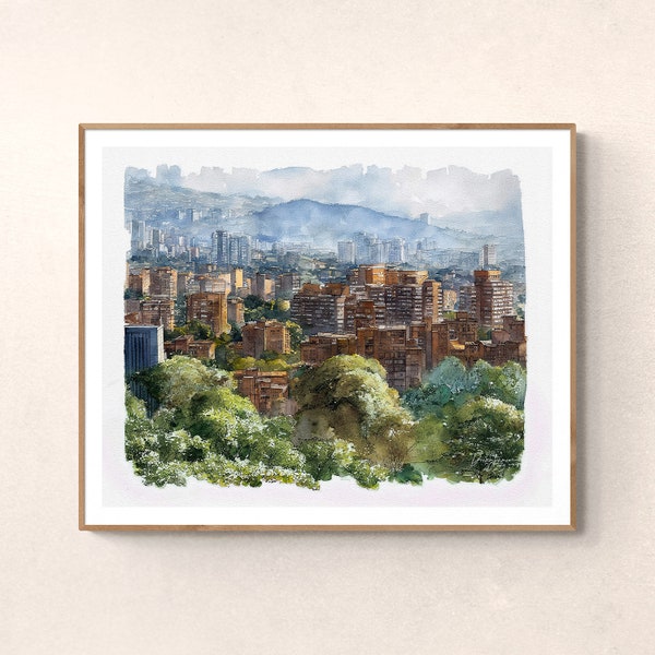 Medellin Watercolor Print Colombia Art Premium Quality Travel Poster Artful Wall Decor Unframed Wall Art