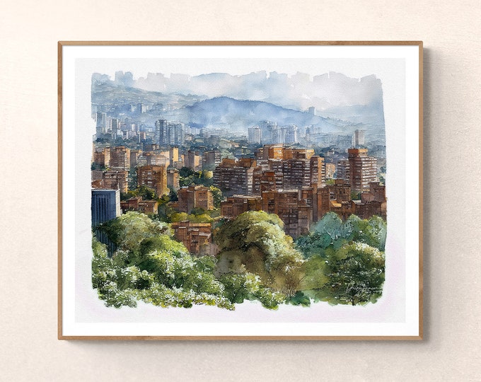 Medellin Watercolor Print Colombia Art Premium Quality Travel Poster Artful Wall Decor Unframed Wall Art