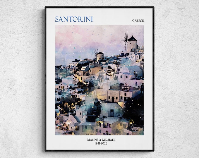 Personalized Greece Art Custom Print Santorini Grece Customizable Greek Poster Gift for the Art Admirer Maximalist Wall Art Unframed Print