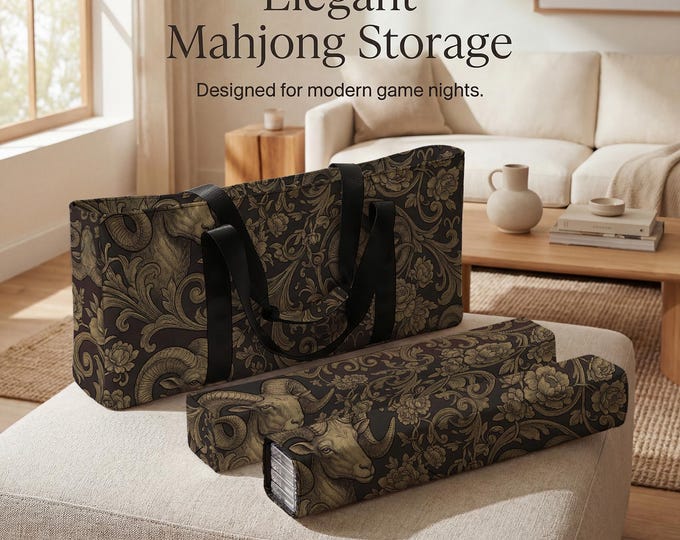 Mahjong Storage Bag for Tiles & Racks: Aries Ram Artwork (Travel Size, Waterproof)