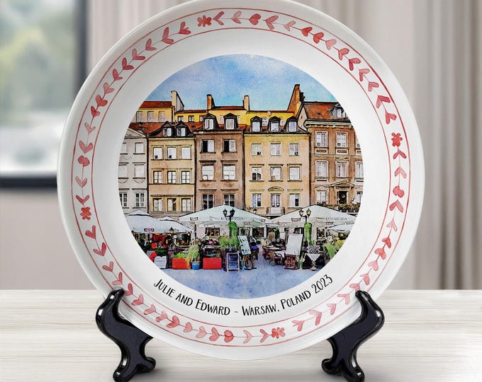 Custom Warsaw Poland Ceramic Plate: Elegant Home Decor Gift