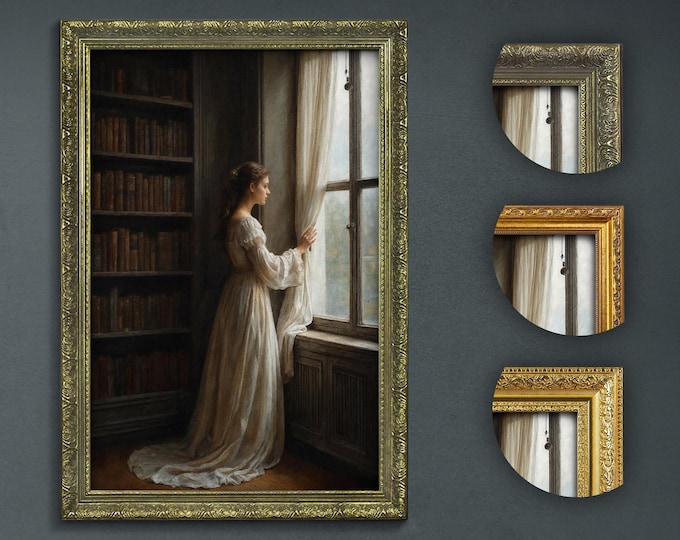 Dark Academia Art Print: Woman by Window, Choice of Frames