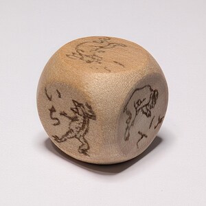 日本の鳥獣戯画木製サイコロ、鳥獣戯画、動物、シングル D6 サイコロ、TTRPG ゲーマー、サイコロ コレクター、レア コレクション、ドラタコ