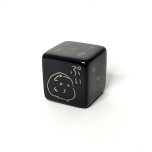 Puy ! Dé de cobaye et de caca, illustration d'animal, noir, dé D6 unique, TTRPG, coins carrés, collection de dés, DoraTaco Japon