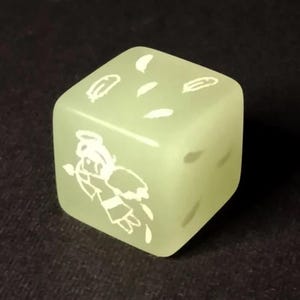 エンジェルダイス、暗闇で光る、発光、蛍光、シングル 6 面 D6 ダイス、角が四角、レアダイスコレクション、DoraTaco Japan