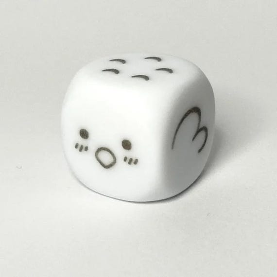White Chick Dice, Baby Chicken, Bird, Animal, Single D6 Die