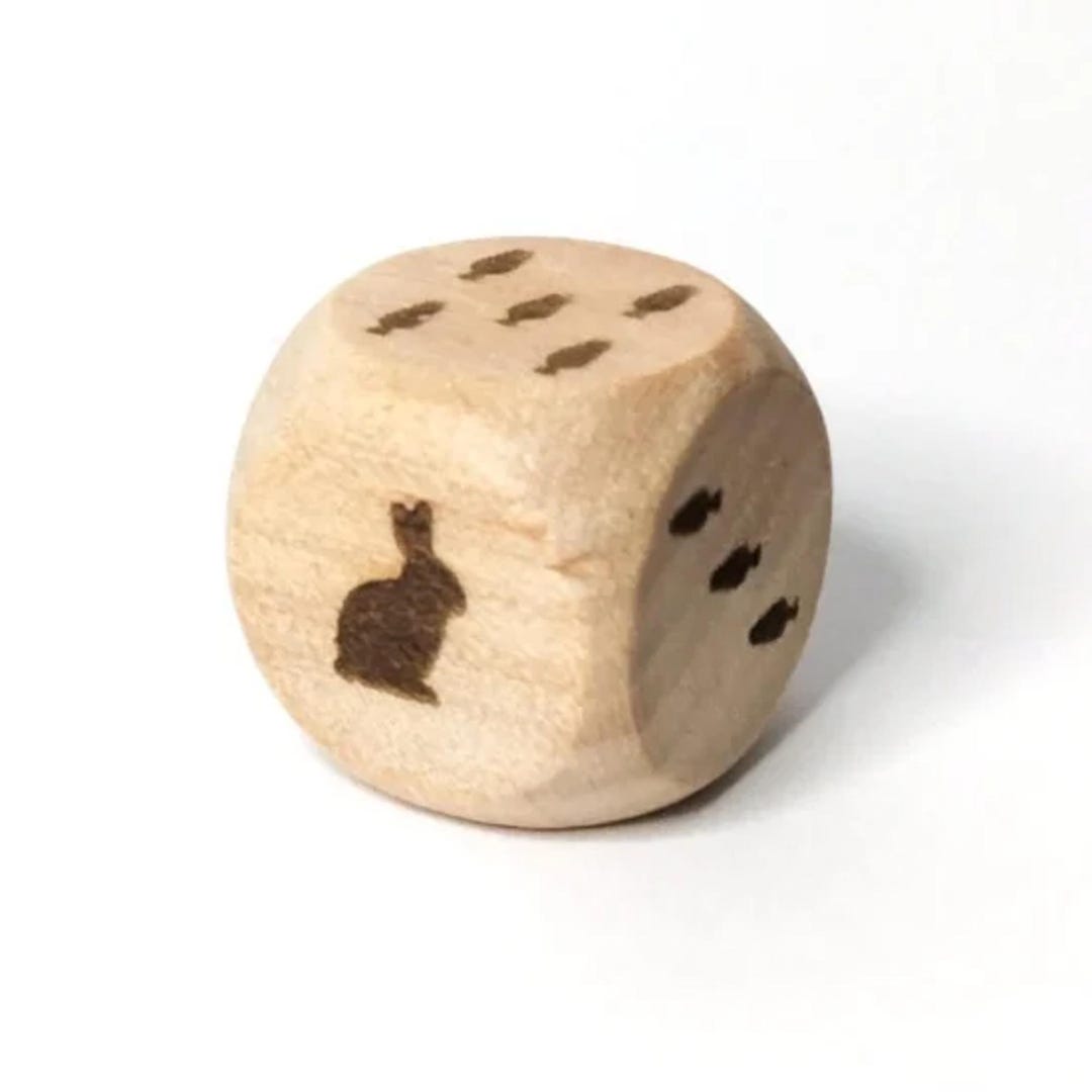 Sock Rabbit Dice Rabbit & Carrots Wood Dice, Animal, Wooden, Single D6 Die, TTRPG, Round ...