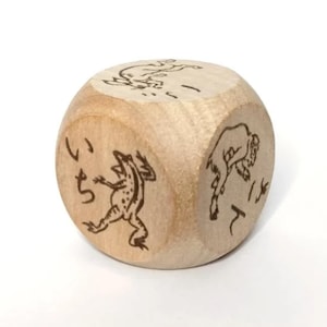 ビッグ！30 mm、日本の鳥獣戯画木製サイコロ、鳥獣戯画、動物、シングル D6 サイコロ、TTRPG ゲーマー、サイコロ コレクター、レア、ドラタコ