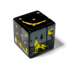 Fenrir - Minuit, loup doré, dés en verre gris, dé D6 unique, 6 faces, joueurs TRPG, collectionneurs de dés, collection rare, Dorataco Japon