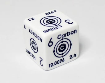 Periodic Table Dice, D6 6-Sided Single Die, Chemistry Chemical, Alchemy, TTRPG, D&D, DoraTaco Japan