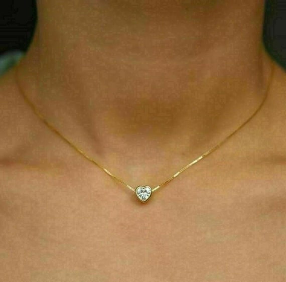 1.00Ct Heart Shape Diamond D/VVS1 14K White Gold Solitaire Pendant Without Chain