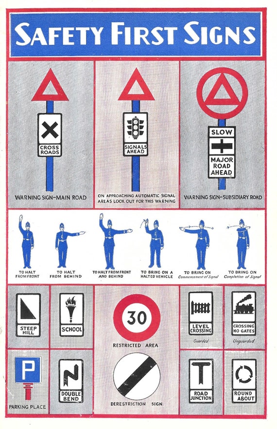 Traffic Signs Uk 19 30s 1950s Etsy