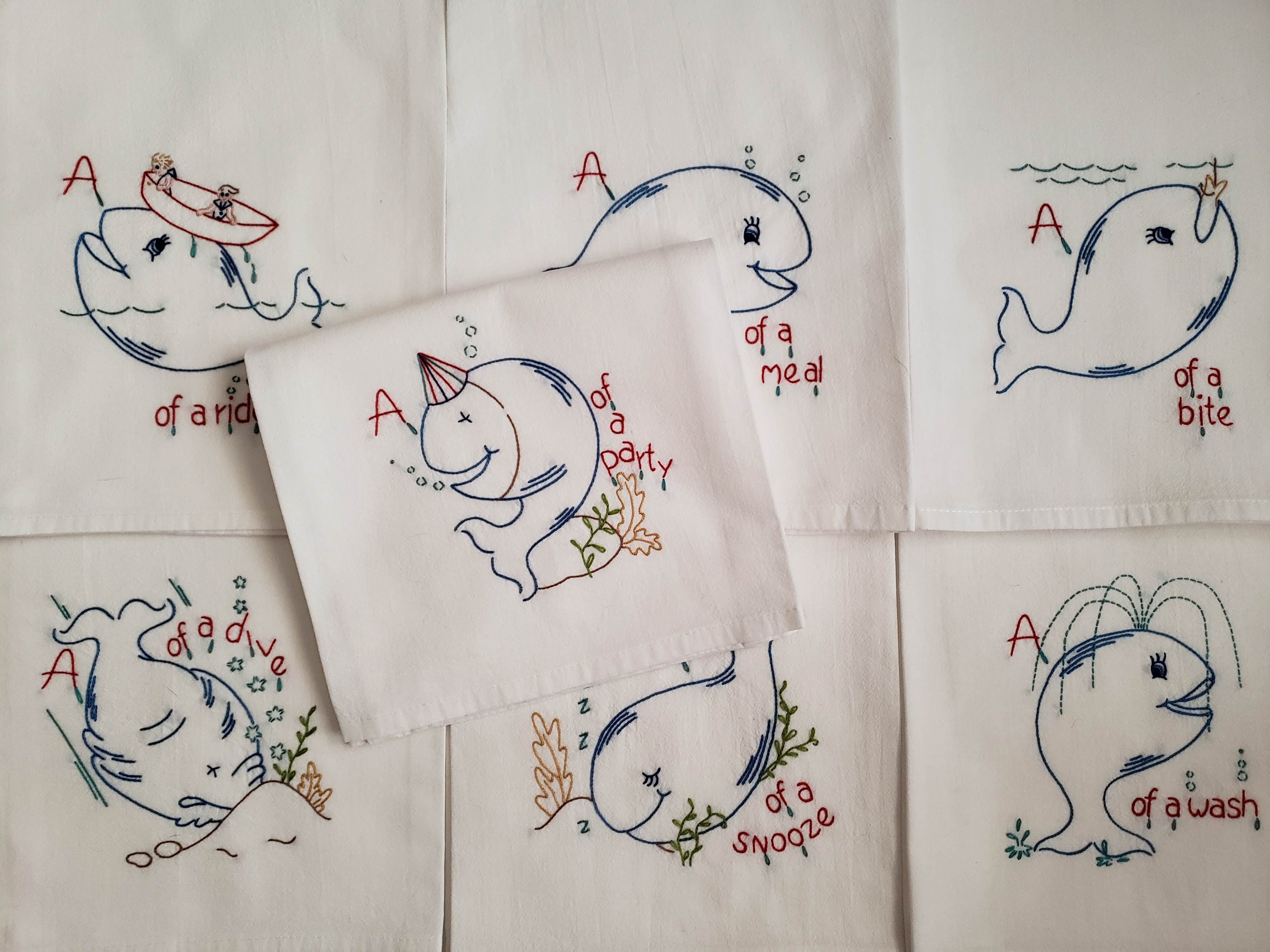 Flour Sack Kitchen Towels WHALES Flour Sack Bar Towels Natural