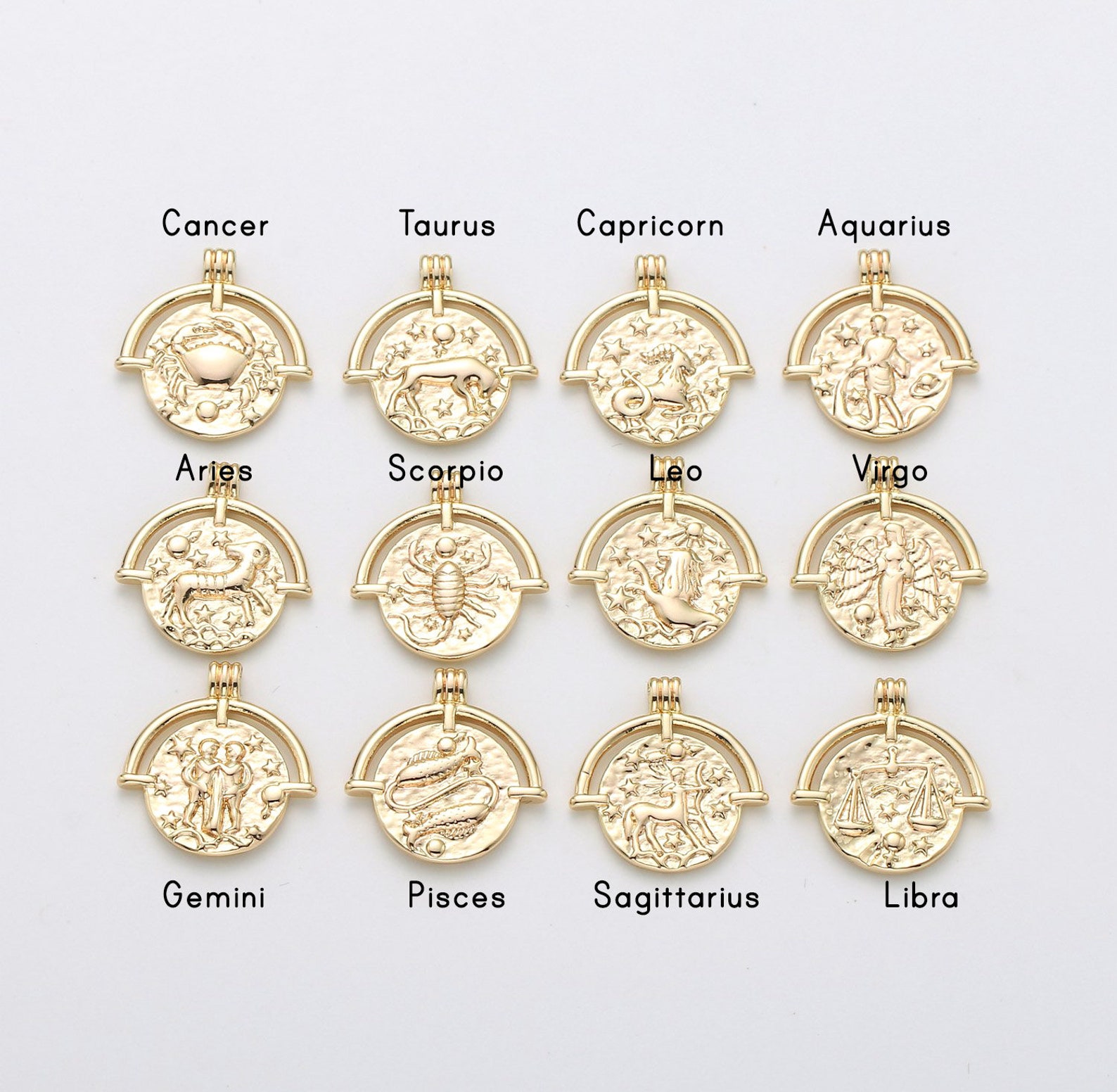 14K Gold Filled Zodiac Charms Add on to any necklace Etsy