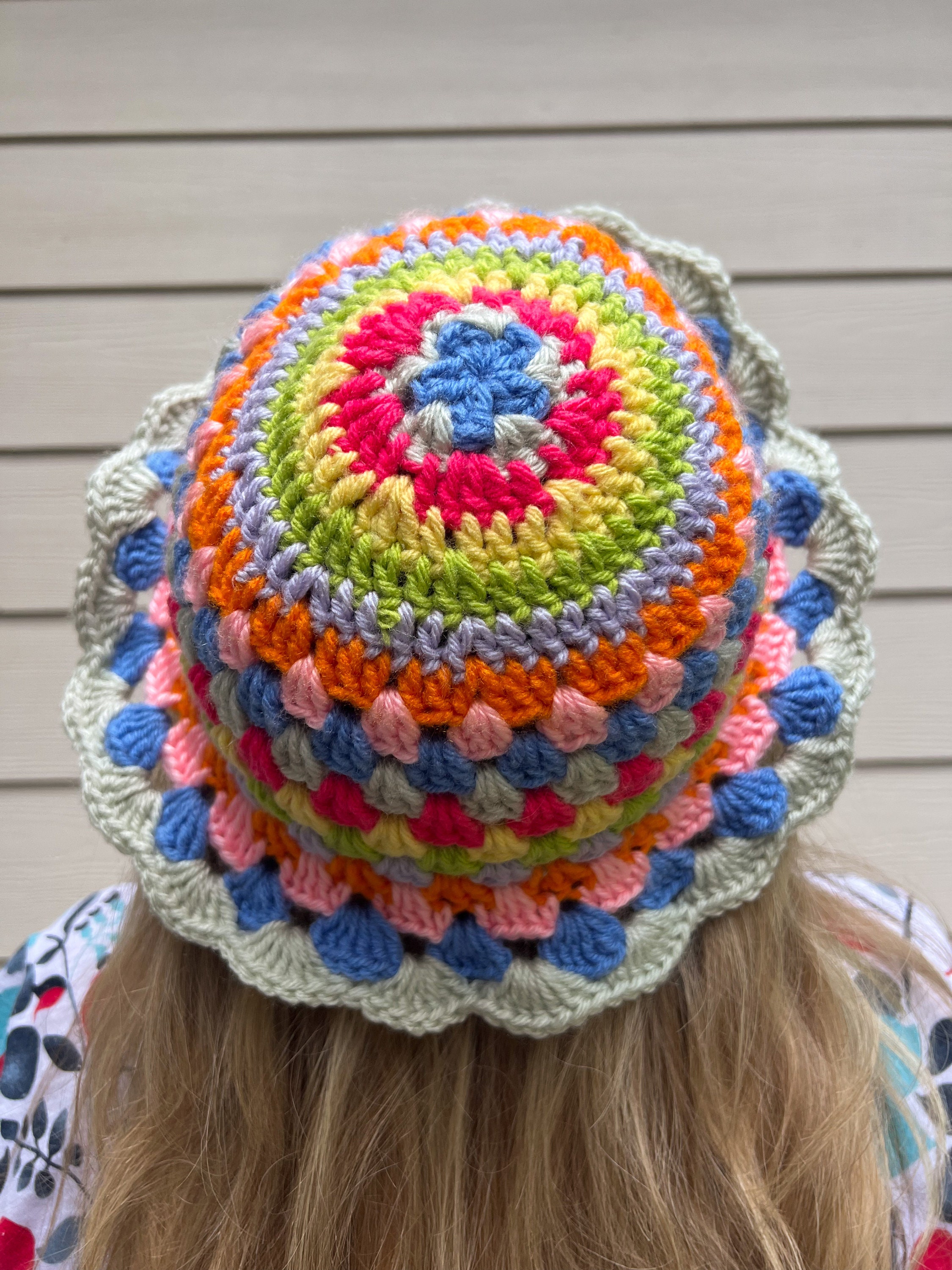 Handcrafted Crochet Bucket Hat Granny Stitch Acrylic Yarn Handmade Knit Pink cotton granny stitch bucket hat perfect for spring  main image 4