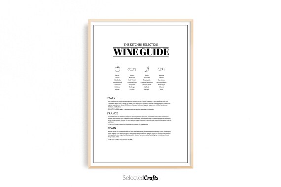 Wine Guide Kitchen Art Print | Wine poster | Kitchen Decor | Kitchen Printable | Restaurant Decor | Digital Download | Scandinavian Wall Art