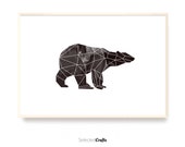 Geometric Bear Horizontal Print for Instant Digital Download | Scandinavian Decor | Wall Art | Decor Printable | Arctic Art Print | Poster |