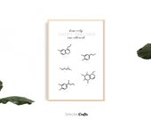 Happy Molecule Science Art Print For Digital Download | Emotions | Feelings Poster | Minimalist Decor | Elegant Printable | Gift Print |