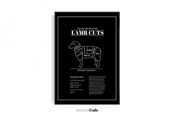 Lamb Cuts Art Print For Instant Digital Download | The Kitchen Printable for a Scandinavian Home Decor