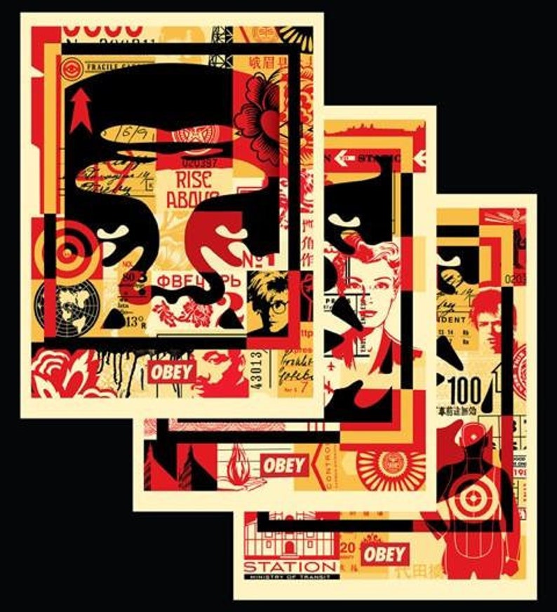 Obey Giant says - Tryptique Obey 1970 Shepard Fairey Silkscreens