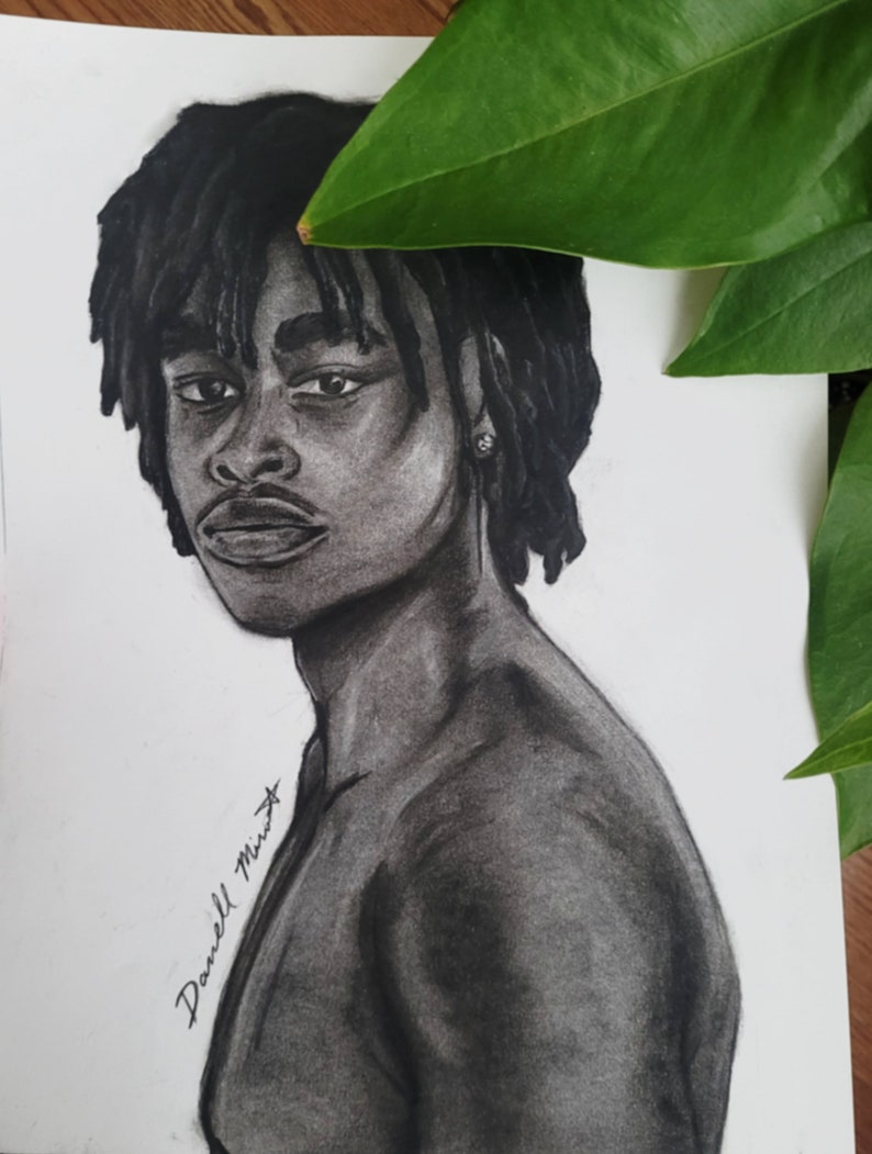 Charcoal Black Boy Poster Print Black Pride Pencil Art Etsy