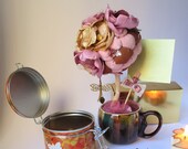 Topiary Tree Photo holder Home accents Home decor Shabby Chic Fabric flowers Tree of Happiness Romantic gift