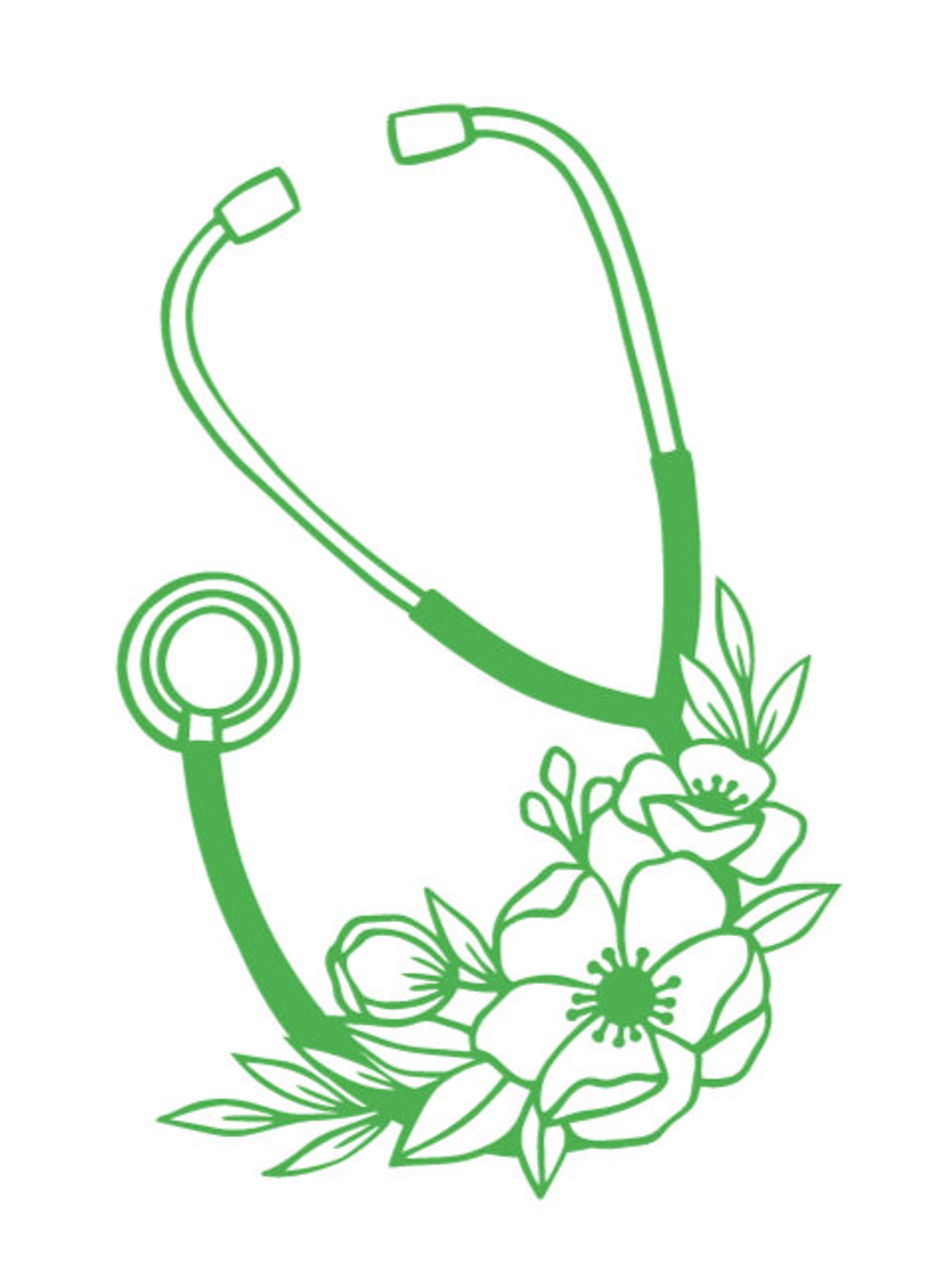Flower Stethoscope Decal/sticker Etsy