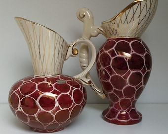 Assorted Hubert Becquet ewers; large pitchers water jugs, very decorative and imposing; made in Belgium; A statement