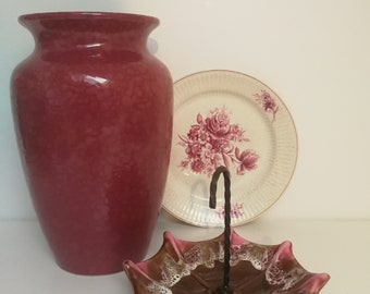 Grote roze keramische vaas Scheurich - made in Germany