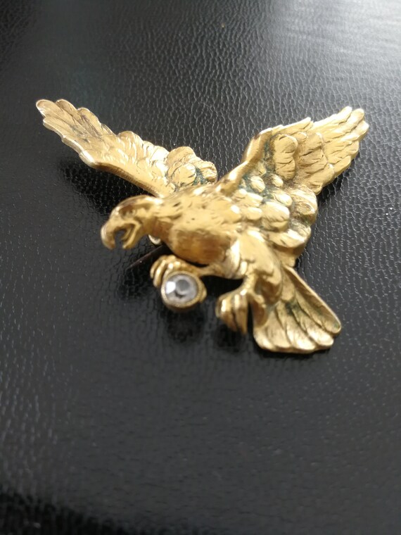 Broche porte-montre dorée en forme d'aigle améric… - image 3