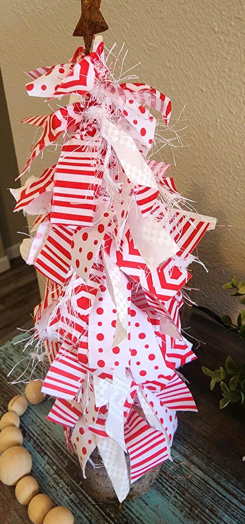 Boho Rag Tree Red & White Artisan Crafted Rustic Shabby - Etsy