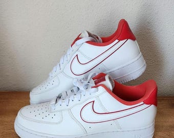 Nike Air Force 1 Low Womens Sz 9.5 - White Tough Red 104226-105