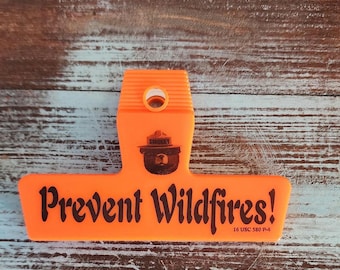 Vtg Smokey The Bear Chip Clip Food Bag Orange Prevent Wildfires Cottagecore