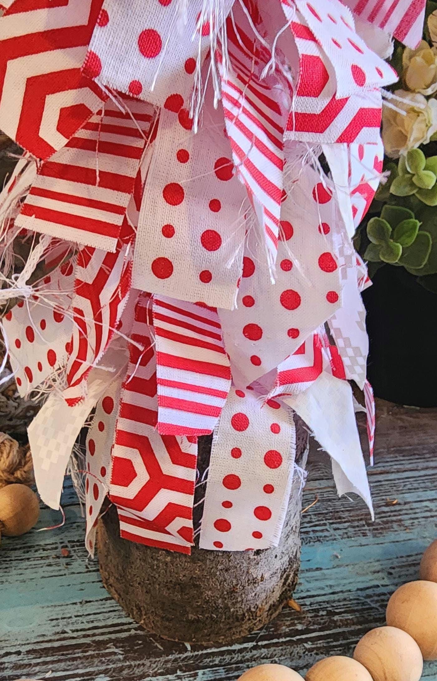 Boho Rag Tree Red & White Artisan Crafted Rustic Shabby - Etsy