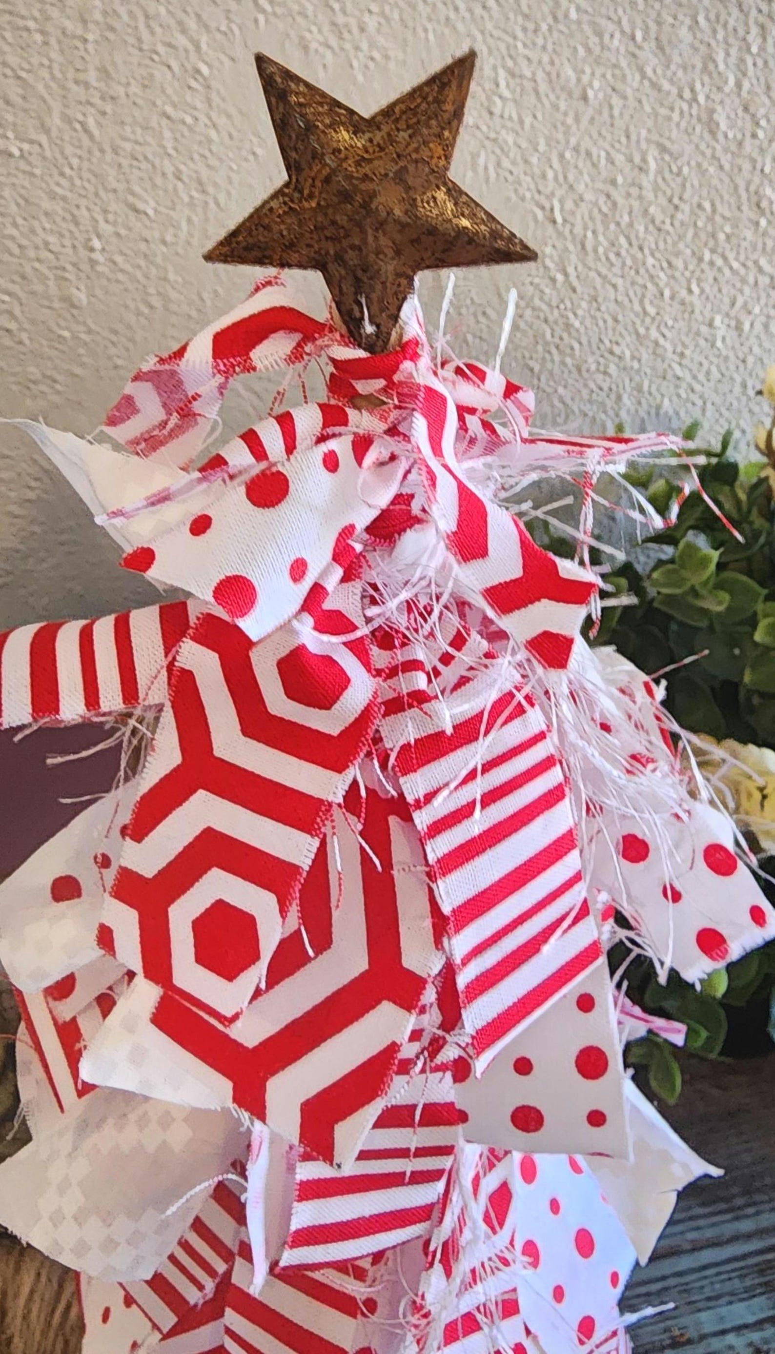 Boho Rag Tree Red & White Artisan Crafted Rustic Shabby - Etsy