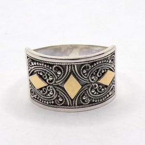 925/18K Gold Accented Traditional Balinese Band Ring