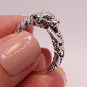 925 Sterling Silver Unisex Tiger Head Band Ring