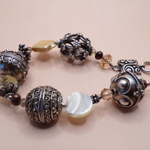 Tres Jolie Balinese Bracelet, Vintage Balinese beaded bracelet with Pearls and Crystals