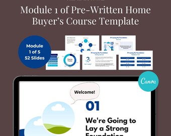 Home Buyer Course Template for Real Estate Agent, Buyer Education, Canva Template, Buy Individual Modules, Prewritten Course MODULE 1