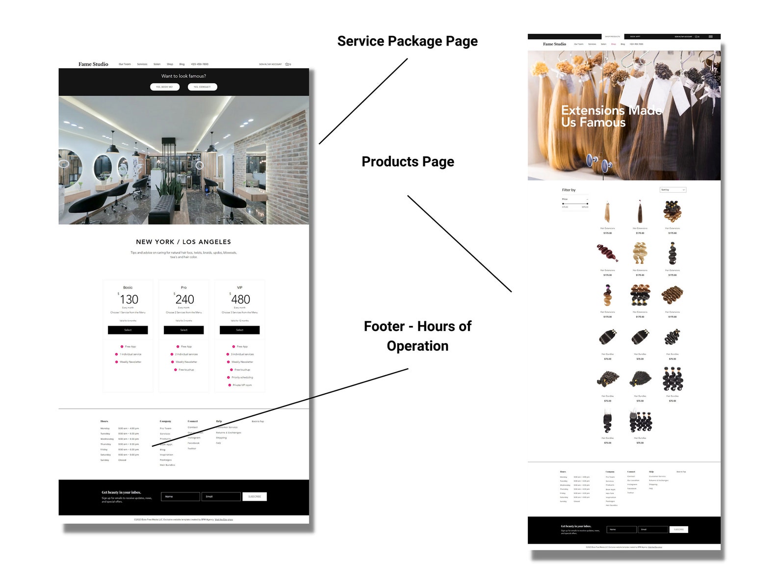 Hair Salon Website Template for Hair Stylist, Beauty, Skin Care, or