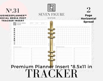 Nº.31 Social Media Post Tracker Planner Insert, Seven Figure Sister Business Planner™ 8.5x11 Letter Size Premium Planner Inserts, PRINTABLE