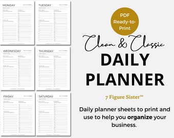 Daily Planner Printable Pages, Weekly Planner, Monthly Planner, Undated Monthly Calendar, To-Do List and Schedule, Letter Size PDF