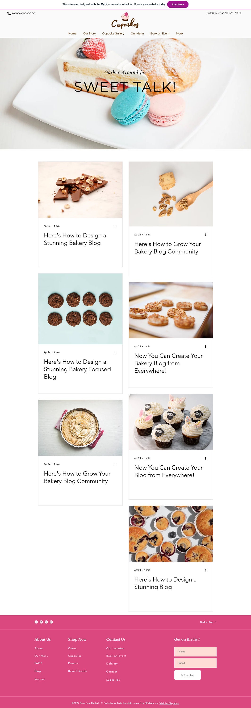 Cupcake Baker Website Template Wix Cupcake Web Design Cake Etsy