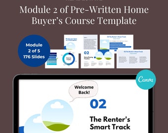 Home Buyer Course Template for Real Estate Agent, Buyer Education, Canva Template, Buy Individual Modules, Prewritten Course MODULE 2