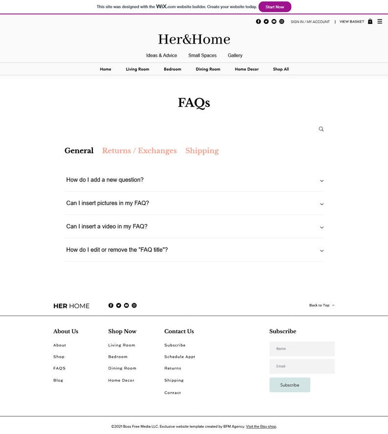 Interior Design site Template Wix Home Decor site Etsy