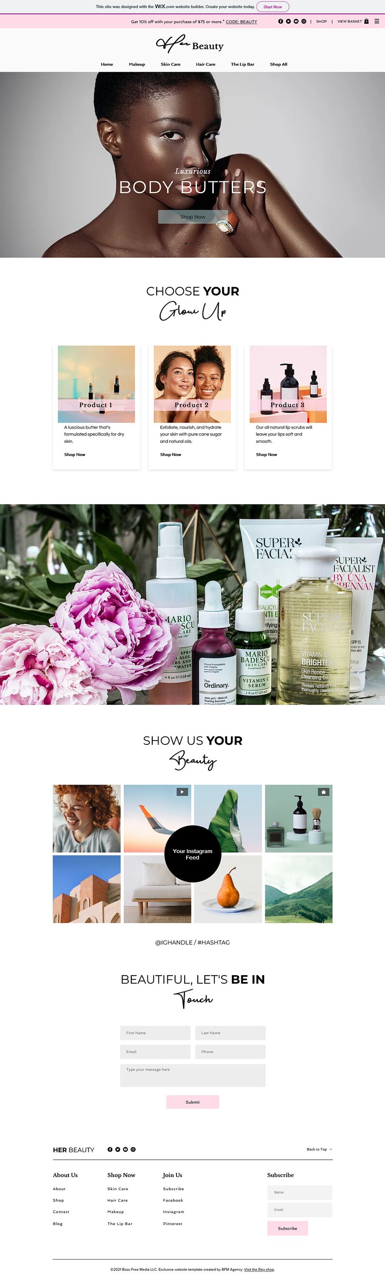 Wix site Template Beauty Beauty site Template Skin Etsy